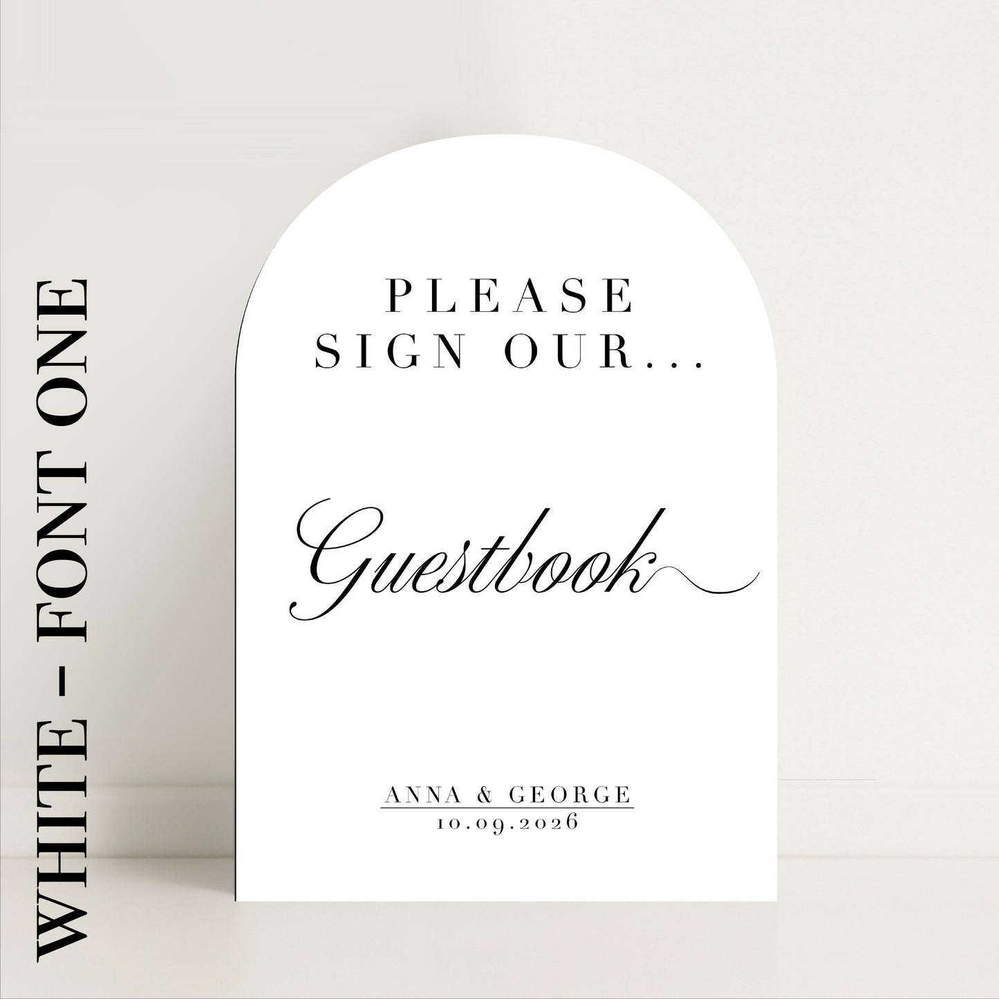 Minimalist Guestbook Arched Wedding Sign: Print at home digital download – Wedding Sign, Custom Sign, Luxury Sign, Wedding details – Designed in the UK