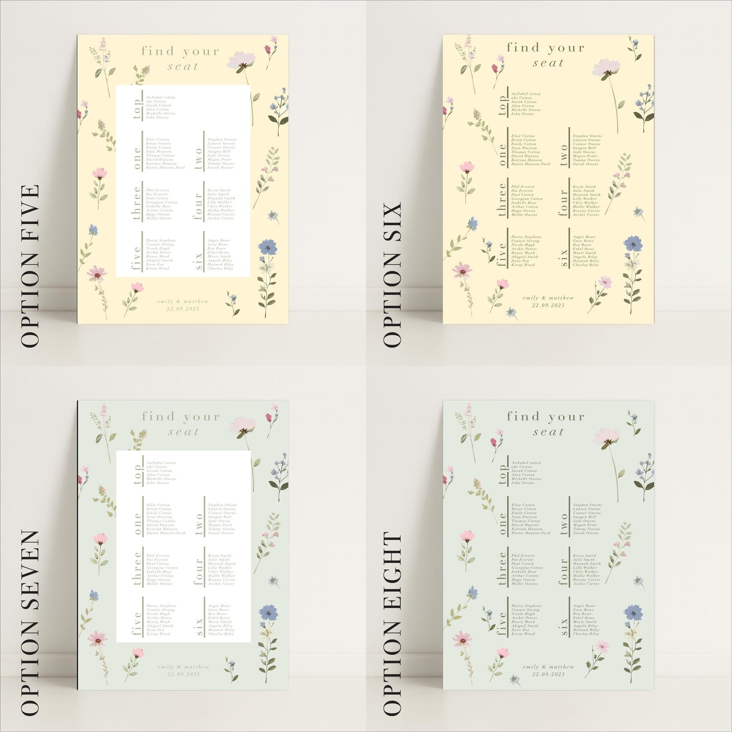 Ditsy Floral Wedding Seating Chart Sign – Personalised, Wedding Sign, Luxury, Pastels, Wedding Trends - Made to order & designed in the UK
