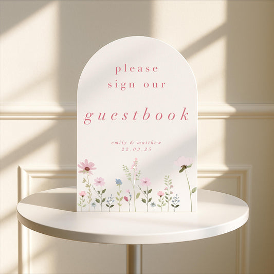 Ditsy Floral Wedding Guestbook Sign - Arched or Rectangle – Personalised Sign, Custom Sign, Luxury Sign – Made to order & designed in the UK
