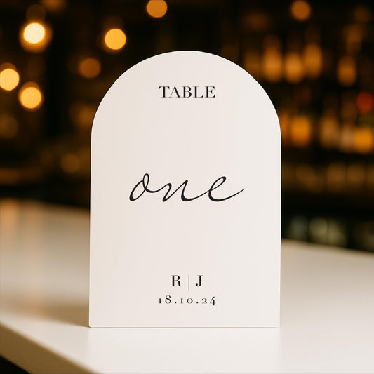 Minimalist Arched Table Numbers Wedding Sign: Print at Home Digital Download – Luxury Signs, Wedding Signs, Custom Sign, Personalised – Designed in the UK
