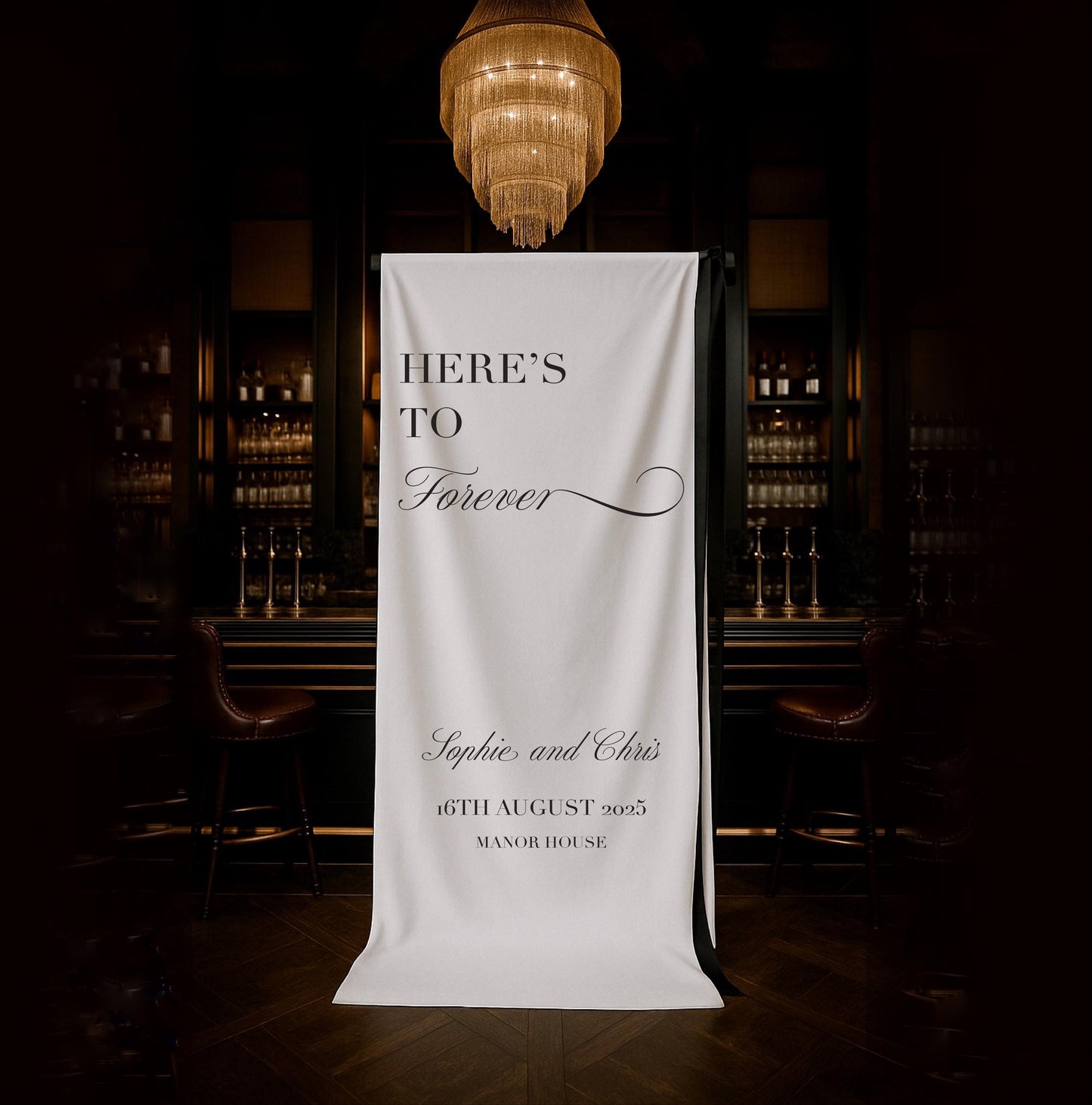 Minimal Personalised Fabric Wedding Welcome Sign – Monochrome, Canvas Print, Fabric Sign, Wedding Sign - Made to order & designed in the UK