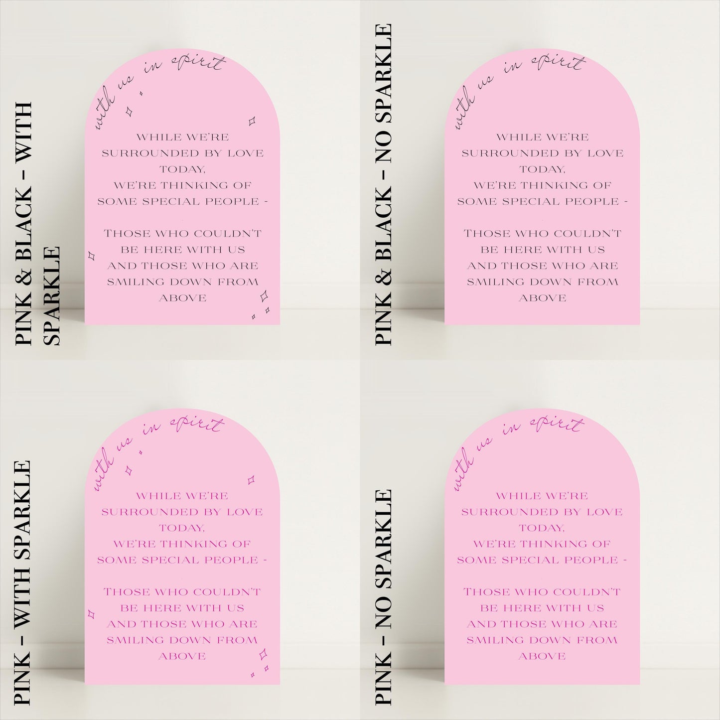 Minimalist Arched Wedding Memorial Sign 'With us in Spirit': Print at Home Digital Download - Wedding Sign, Wedding Details, In Memory Of - Designed in the UK