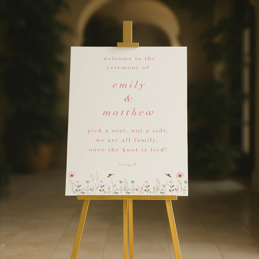 Ditsy Floral Wedding Ceremony Welcome Sign - Wedding Sign, Floral Theme, Pastel Wedding, Wedding Trends - Made to order & designed in the UK