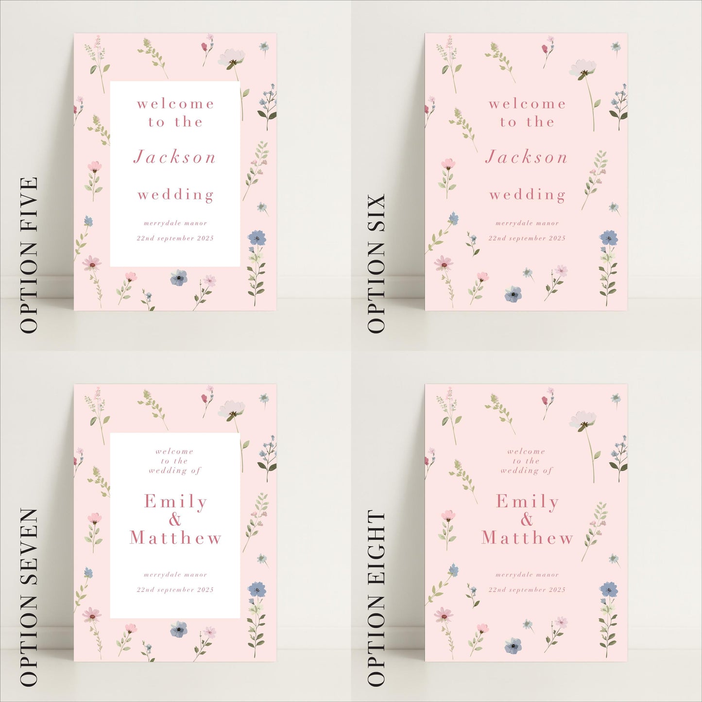 Ditsy Floral Wedding Day Welcome Sign – Personalsied, Wedding Sign, Luxury, Pastels, Wedding Trends - Made to order & designed in the UK