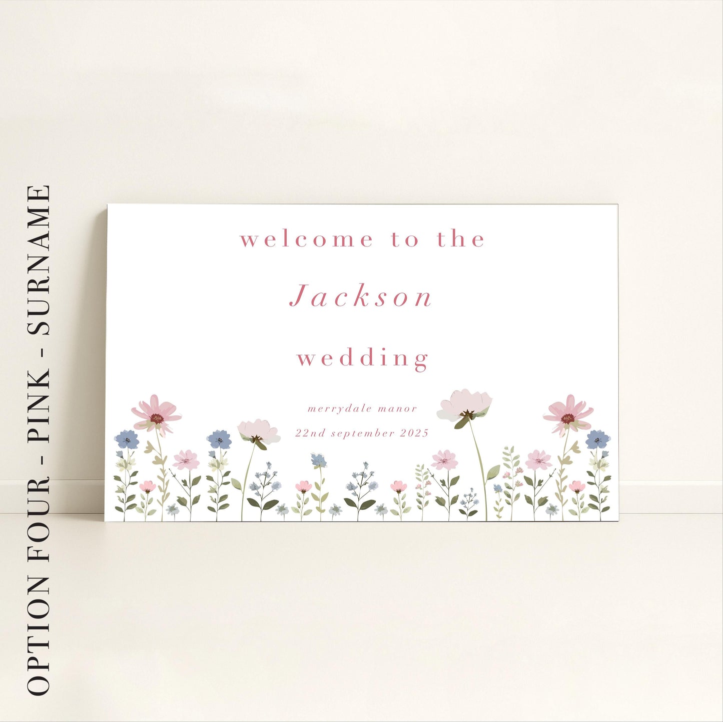 Ditsy Floral Wedding Day Welcome Sign Landscape - Wedding Sign, Luxury, Pastel Wedding, Wedding Trends - Made to order & designed in the UK
