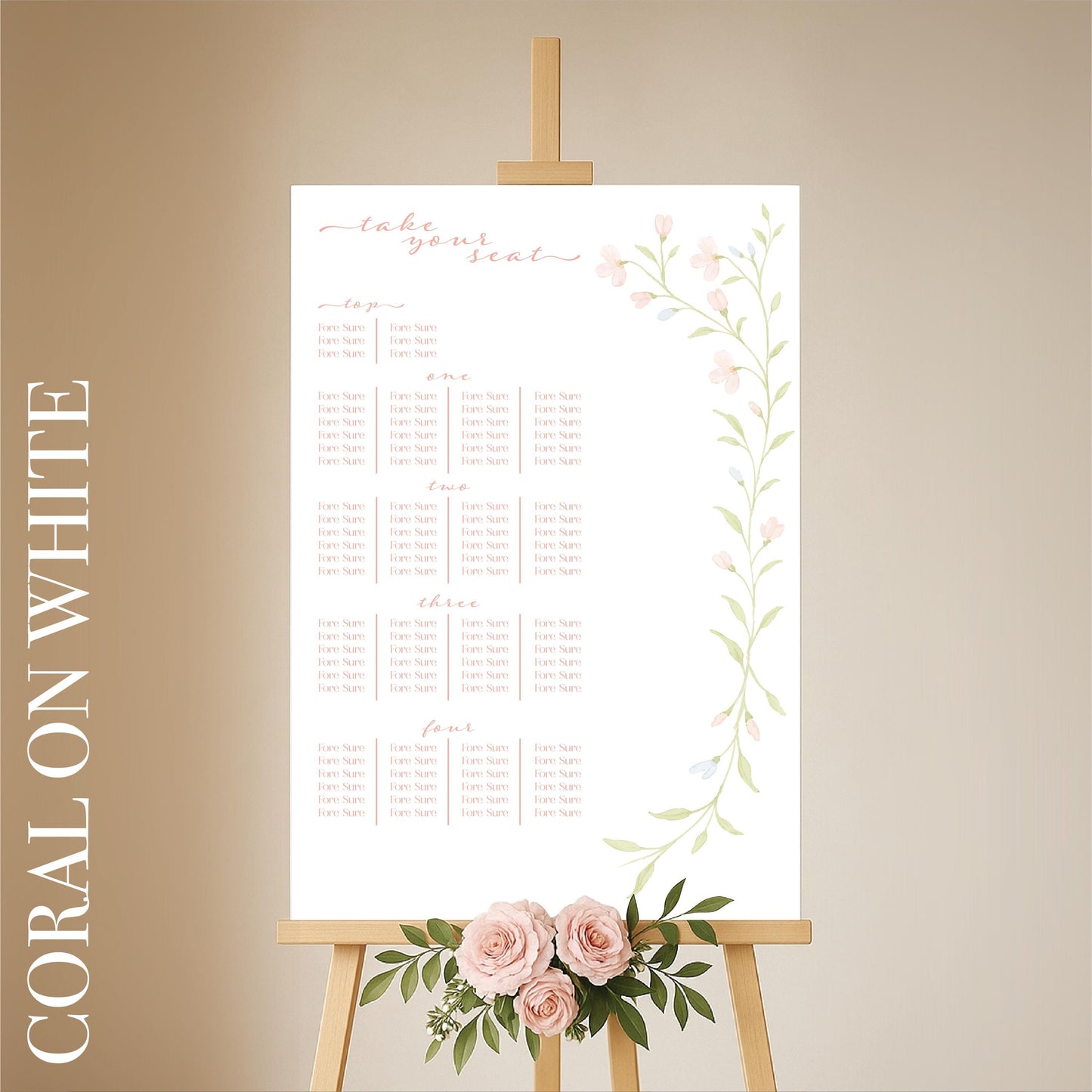 Floral Watercolour Wedding Seating Chart Sign – Personalised, Wedding Sign, Luxury, Pastels, Trending - Made to order & designed in the UK