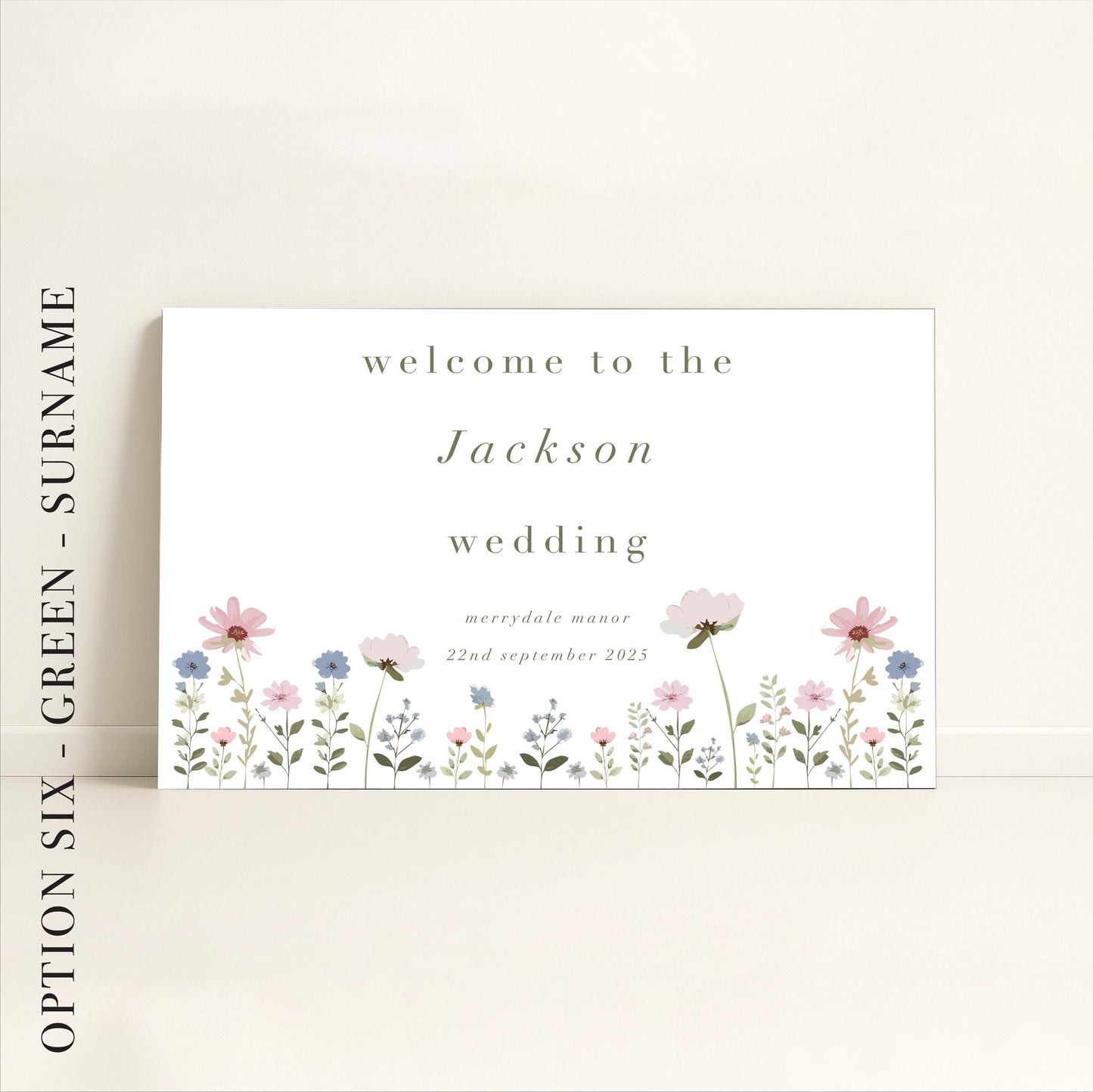 Ditsy Floral Wedding Day Welcome Sign Landscape - Wedding Sign, Luxury, Pastel Wedding, Wedding Trends - Made to order & designed in the UK