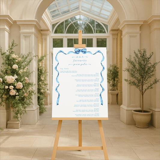 Elegant Bow Detail Wedding Seating Plan – Personalised, Wedding Sign, Luxury, Pastels, Wedding Trends - Made to order & designed in the UK