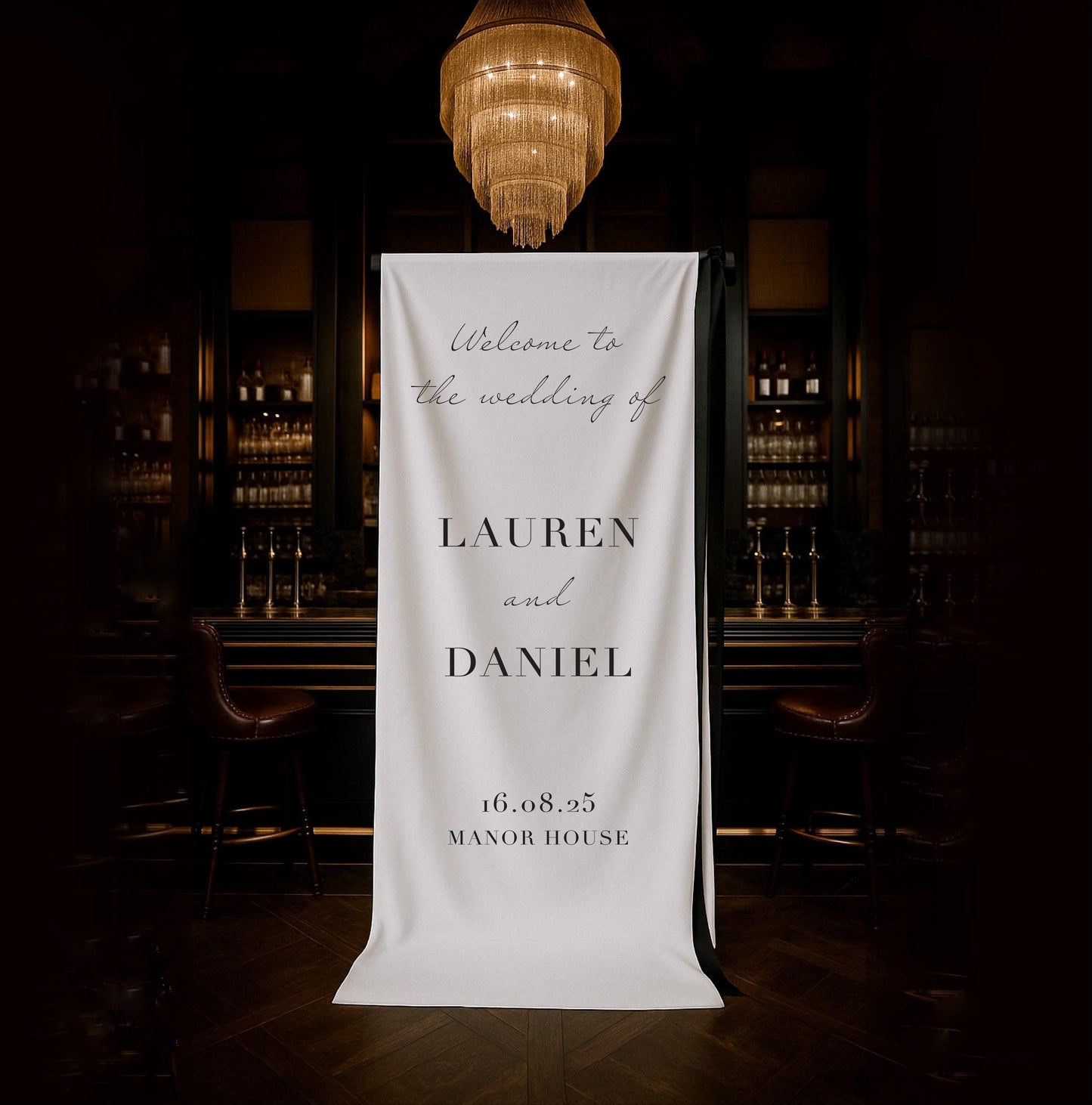 Minimalist Fabric Wedding Welcome Sign – Fabric Sign, Wedding Sign, Custom Sign, Luxury Sign – Made to order & designed in the UK