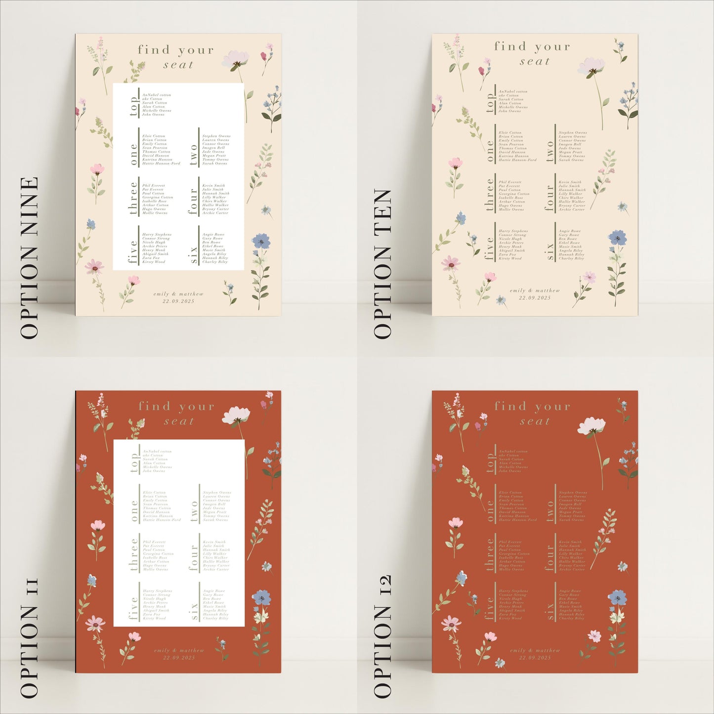 Ditsy Floral Wedding Seating Chart Sign – Personalised, Wedding Sign, Luxury, Pastels, Wedding Trends - Made to order & designed in the UK