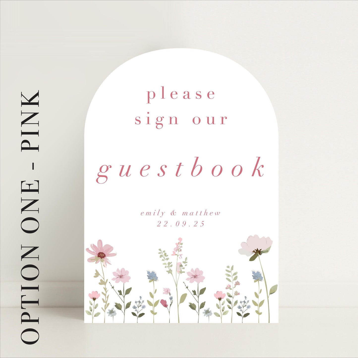 Ditsy Floral Wedding Guestbook Sign - Arched or Rectangle – Personalised Sign, Custom Sign, Luxury Sign – Made to order & designed in the UK