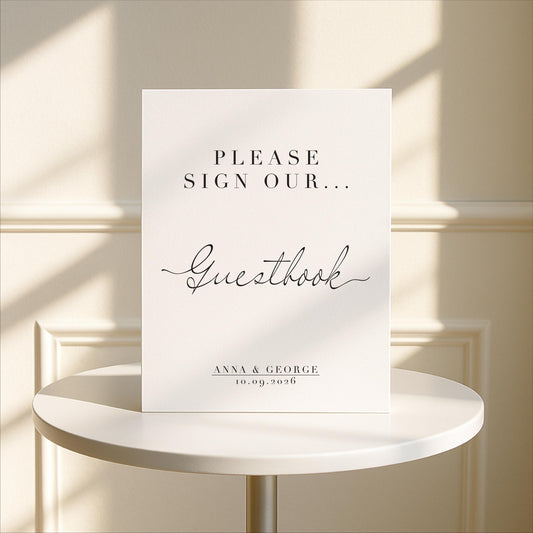 Minimalist Guestbook Wedding Sign – Wedding Sign, Custom Sign, Luxury Sign, Wedding details – Made to order & designed in the UK