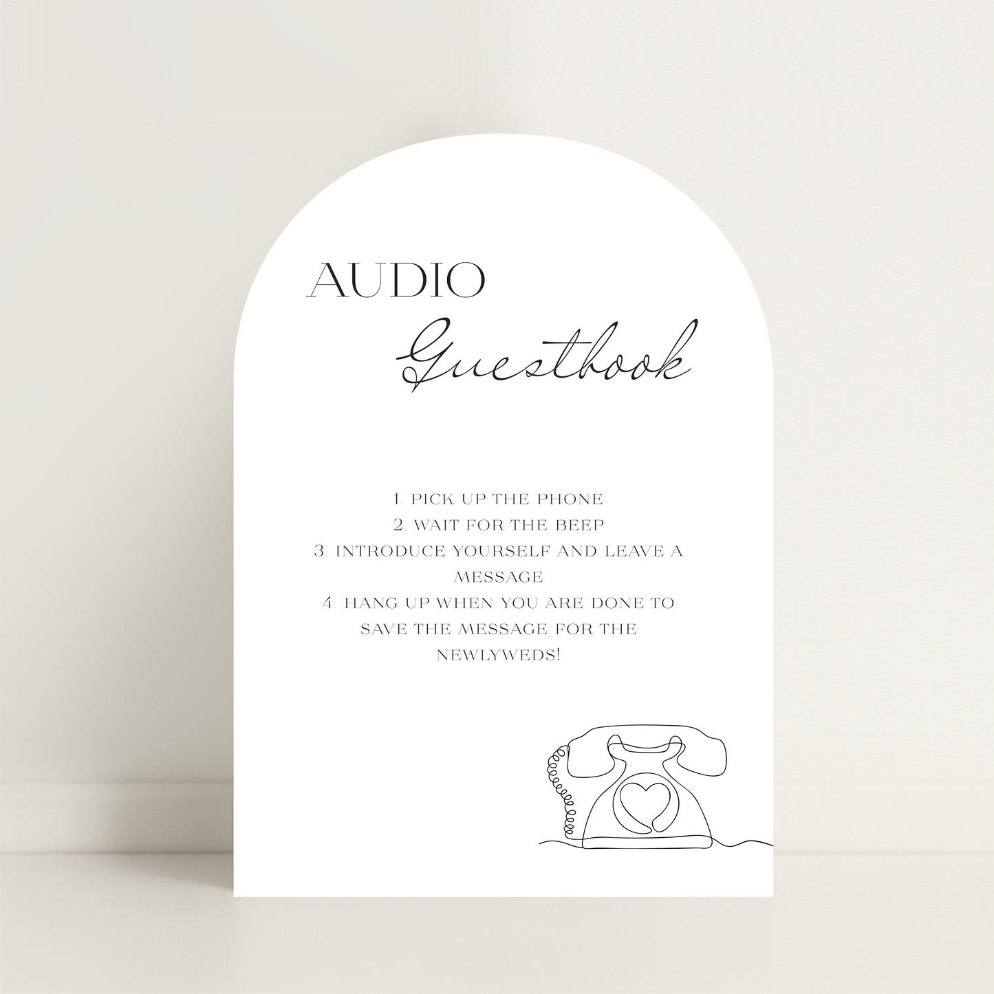 Minimalist Audio Guestbook Arched Wedding Sign – Wedding Sign, Custom Sign, Luxury Sign, Wedding details – Made to order & designed in the UK
