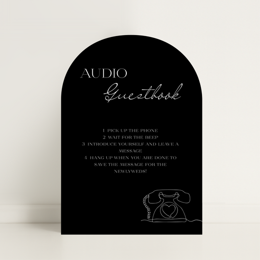 Minimalist Audio Guestbook Arched Wedding Sign – Wedding Sign, Custom Sign, Luxury Sign, Wedding details – Made to order & designed in the UK
