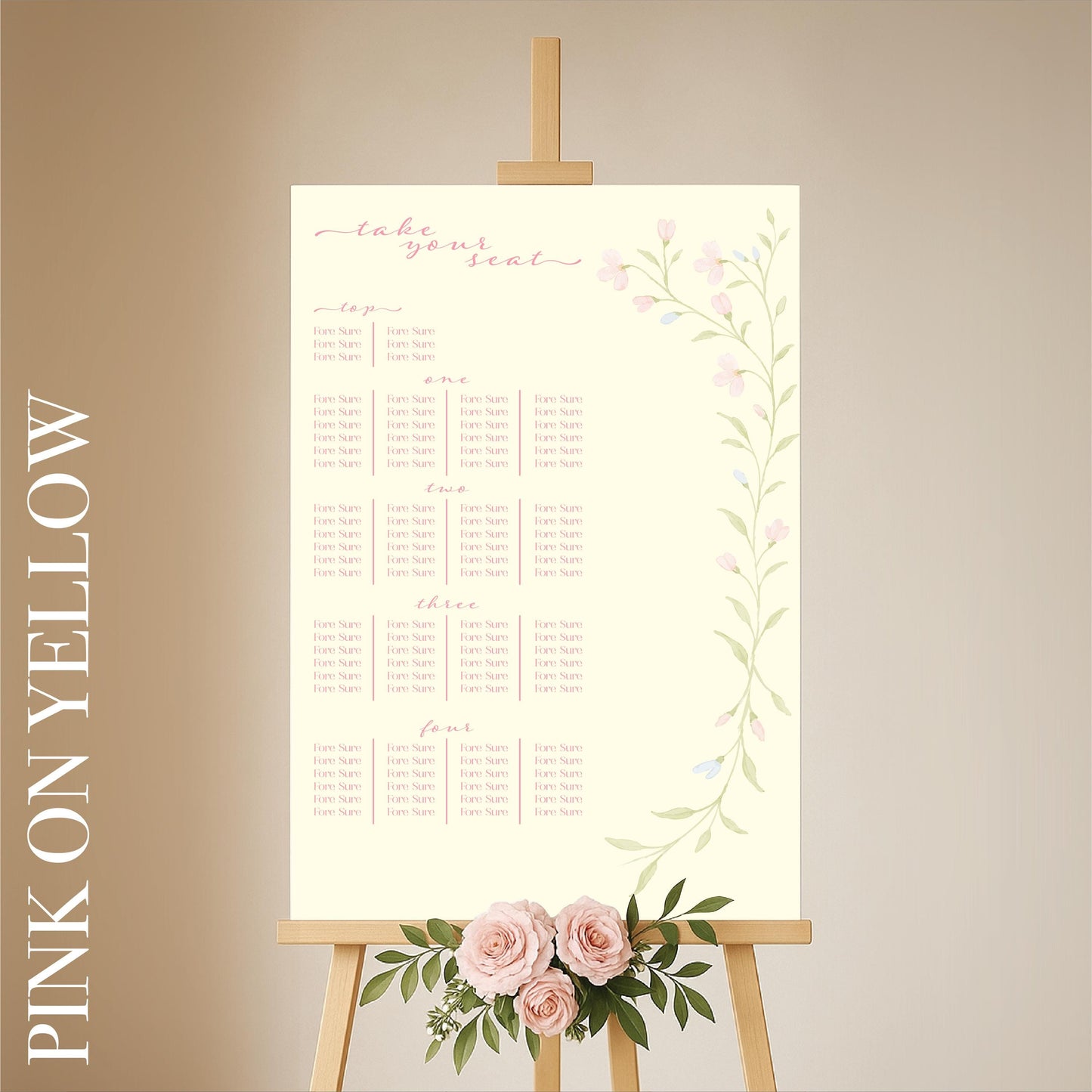 Floral Watercolour Wedding Seating Chart Sign – Personalised, Wedding Sign, Luxury, Pastels, Trending - Made to order & designed in the UK