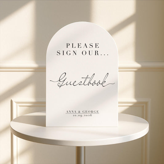 Minimalist Guestbook Arched Wedding Sign: Print at home digital download – Wedding Sign, Custom Sign, Luxury Sign, Wedding details – Designed in the UK