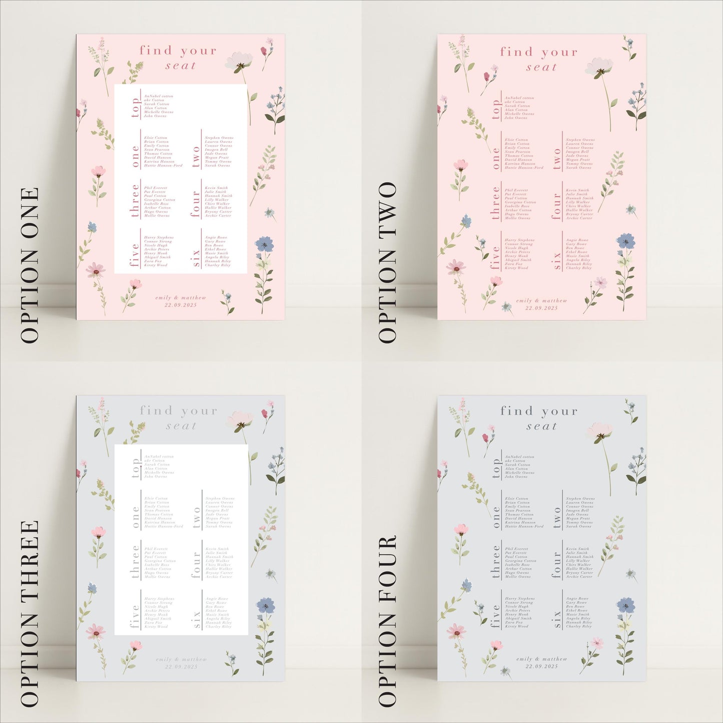 Ditsy Floral Wedding Seating Chart Sign – Personalised, Wedding Sign, Luxury, Pastels, Wedding Trends - Made to order & designed in the UK