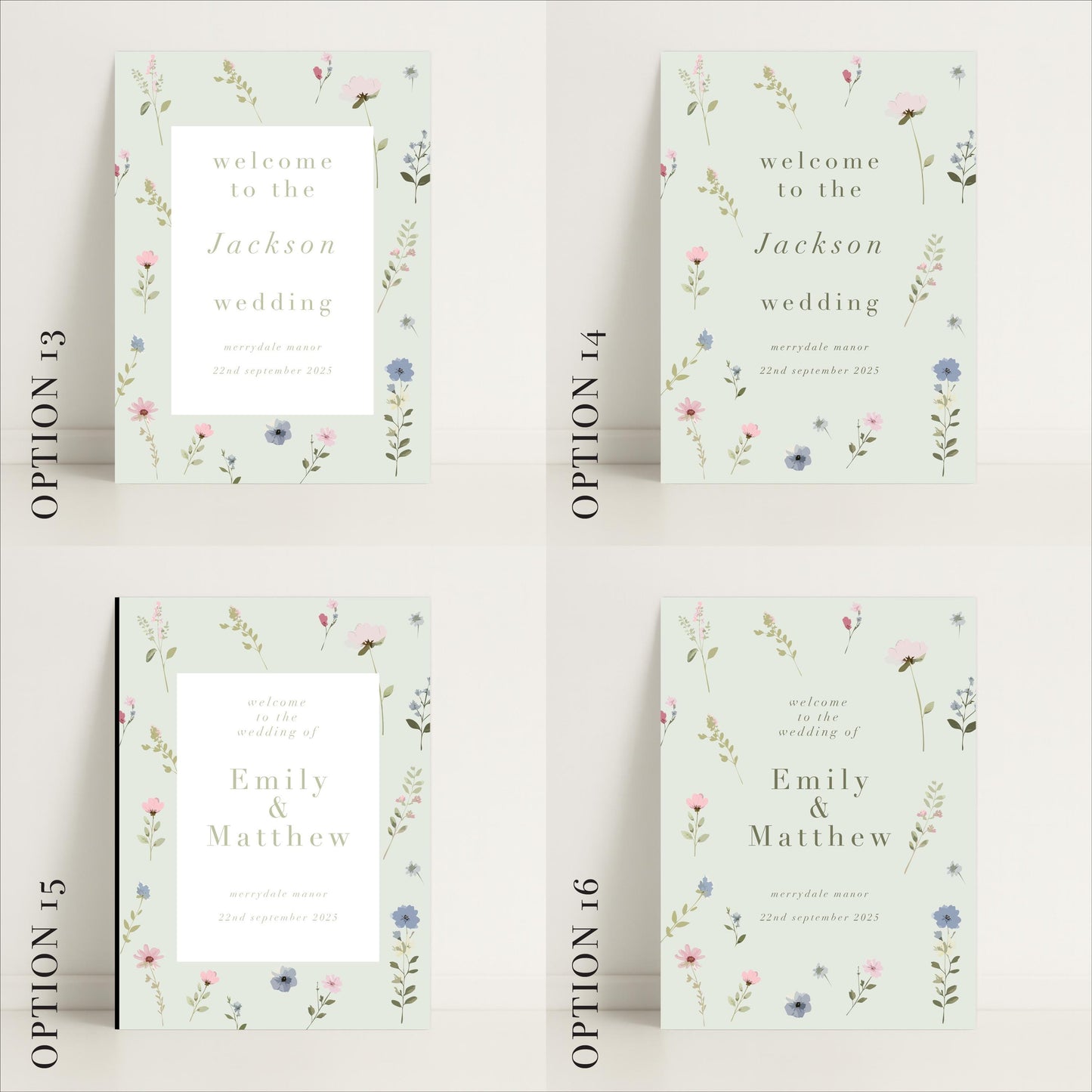 Ditsy Floral Wedding Day Welcome Sign – Personalsied, Wedding Sign, Luxury, Pastels, Wedding Trends - Made to order & designed in the UK
