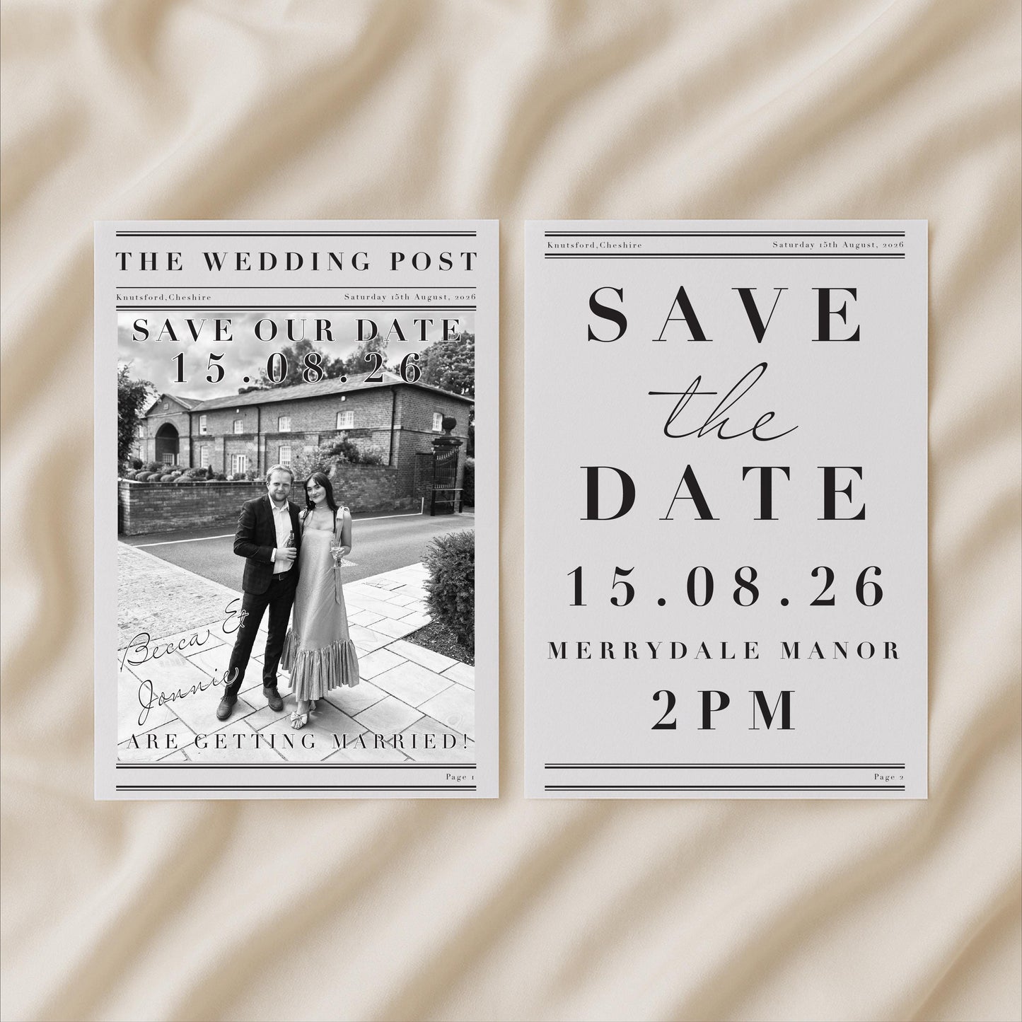 Save the date - Personalised Wedding Newspaper - Wedding invitation, Wedding trends - Modern Aesthetic - Made to order & designed in the UK