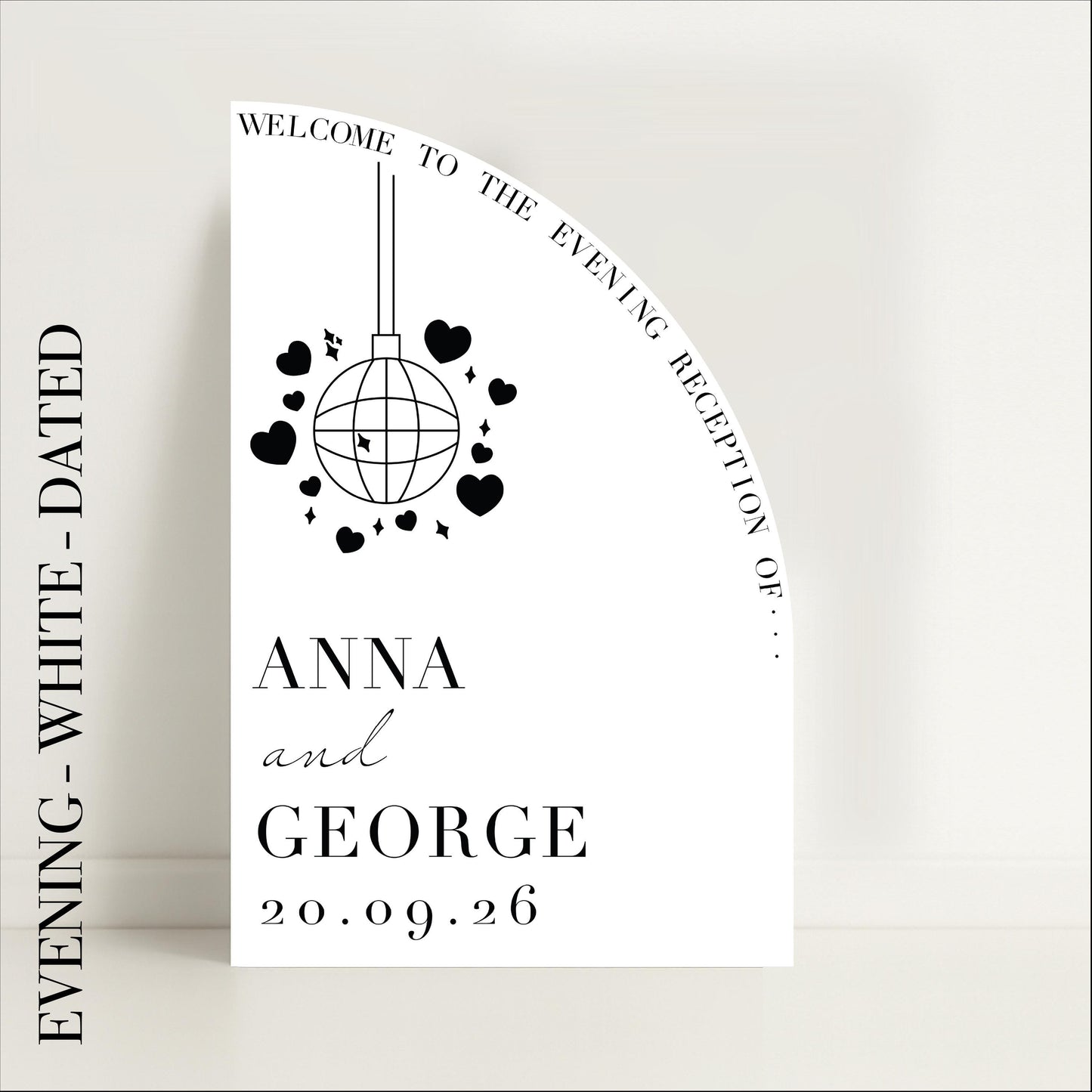 Disco Ball Wedding Welcome Sign - Evening Reception, Wedding Sign, Luxury Signs, Personalised Signs - Made to order & designed in the UK