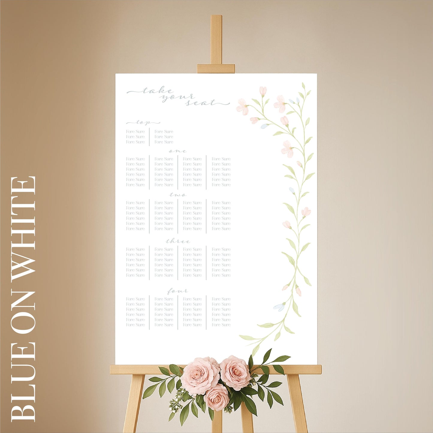 Floral Watercolour Wedding Seating Chart Sign – Personalised, Wedding Sign, Luxury, Pastels, Trending - Made to order & designed in the UK