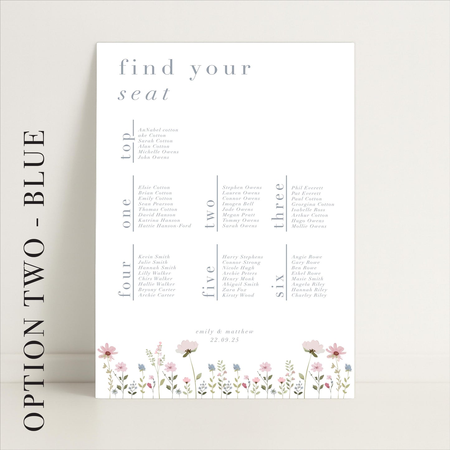 Ditsy Floral Wedding Seating Chart Sign – Personalised, Wedding Sign, Luxury, Pastels, Wedding Trends - Made to order & designed in the UK