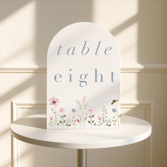 Ditsy Floral Table Numbers - Arched or Rectangle – Wedding Sign, Personalised Sign, Luxury Sign, Vintage –Made to order & designed in the UK