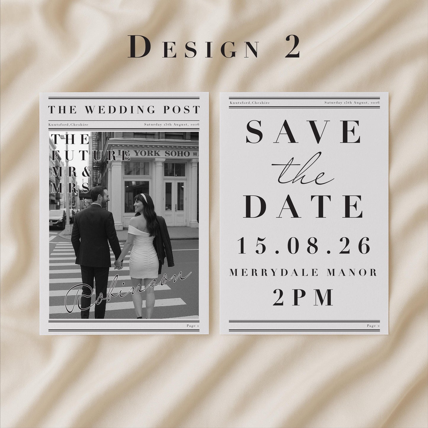 Save the date - Personalised Wedding Newspaper - Wedding invitation, Wedding trends - Modern Aesthetic - Made to order & designed in the UK