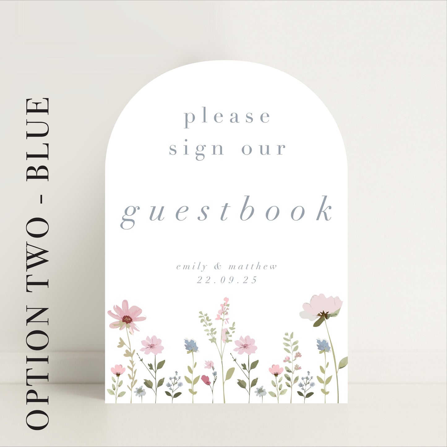 Ditsy Floral Wedding Guestbook Sign - Arched or Rectangle – Personalised Sign, Custom Sign, Luxury Sign – Made to order & designed in the UK