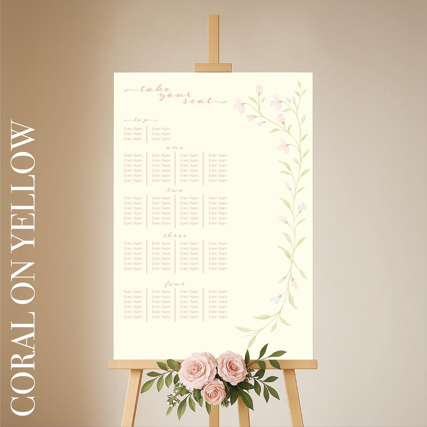Floral Watercolour Wedding Seating Chart Sign – Personalised, Wedding Sign, Luxury, Pastels, Trending - Made to order & designed in the UK