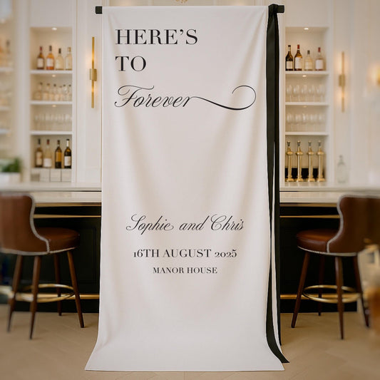 Minimal Personalised Fabric Wedding Welcome Sign – Monochrome, Canvas Print, Fabric Sign, Wedding Sign - Made to order & designed in the UK