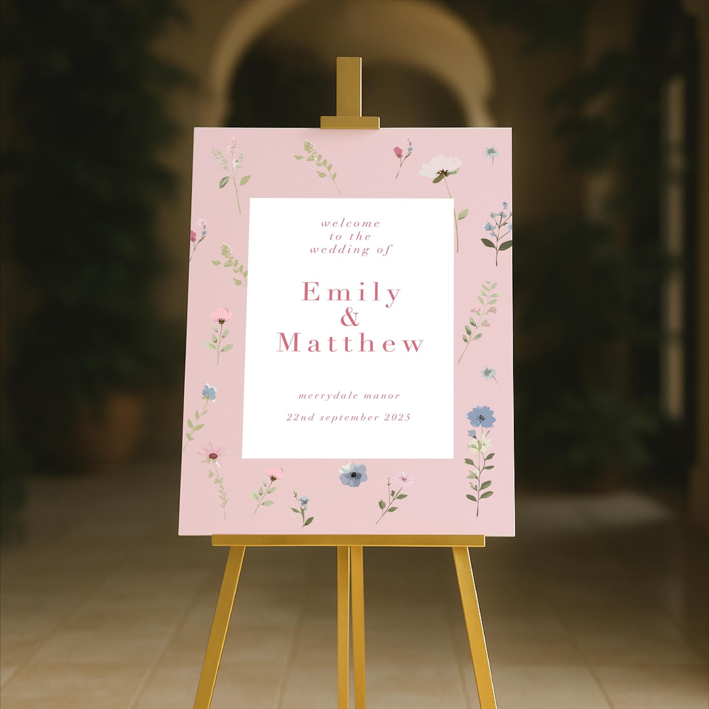 Ditsy Floral Wedding Day Welcome Sign – Personalsied, Wedding Sign, Luxury, Pastels, Wedding Trends - Made to order & designed in the UK
