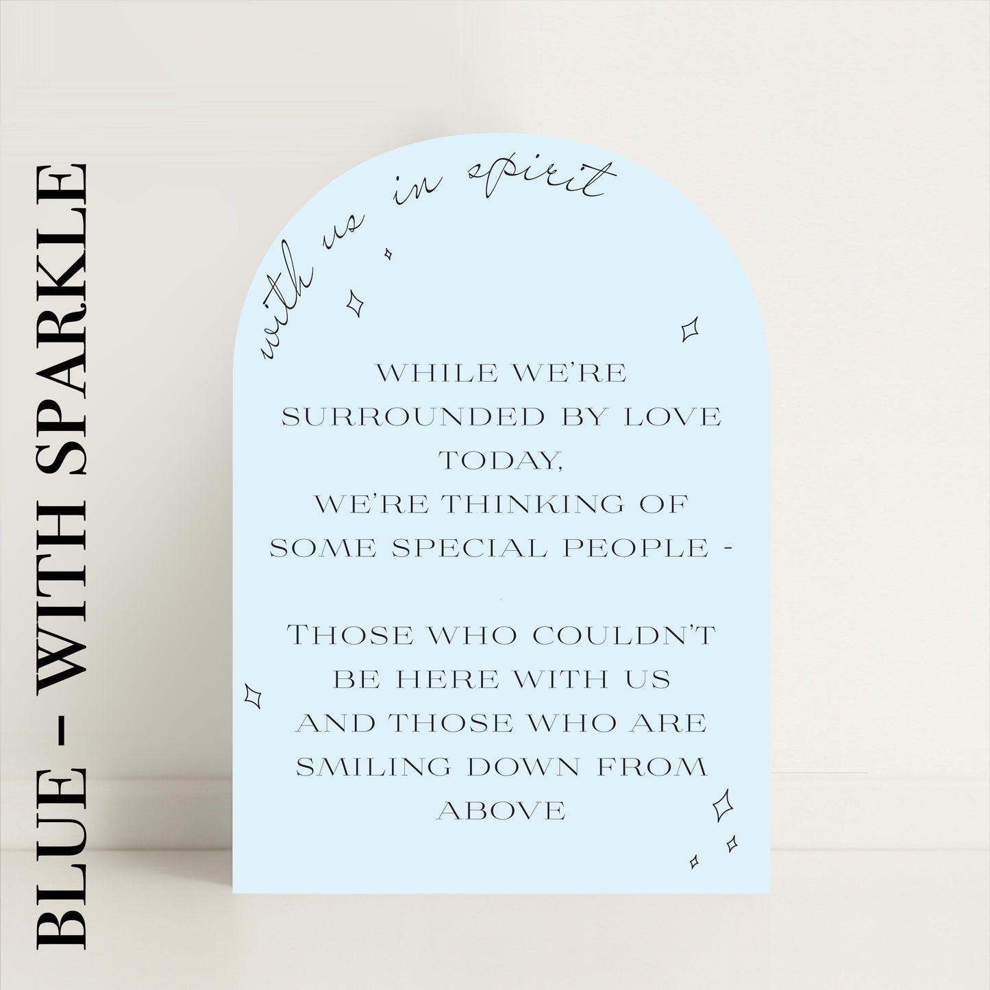 Minimalist Arched Wedding Memorial Sign 'With us in Spirit': Print at Home Digital Download - Wedding Sign, Wedding Details, In Memory Of - Designed in the UK