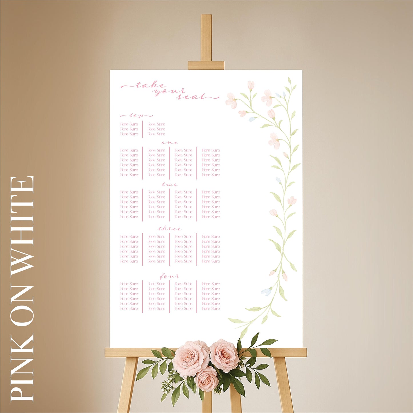 Floral Watercolour Wedding Seating Chart Sign – Personalised, Wedding Sign, Luxury, Pastels, Trending - Made to order & designed in the UK