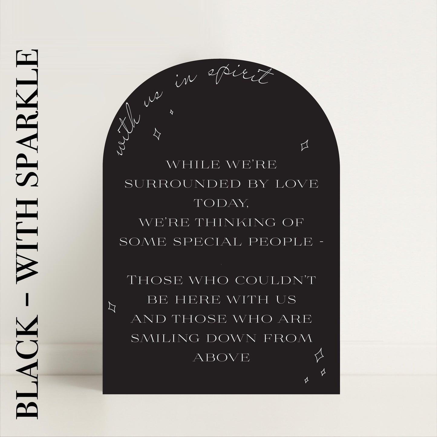 Minimalist Arched Wedding Memorial Sign 'With us in Spirit': Print at Home Digital Download - Wedding Sign, Wedding Details, In Memory Of - Designed in the UK