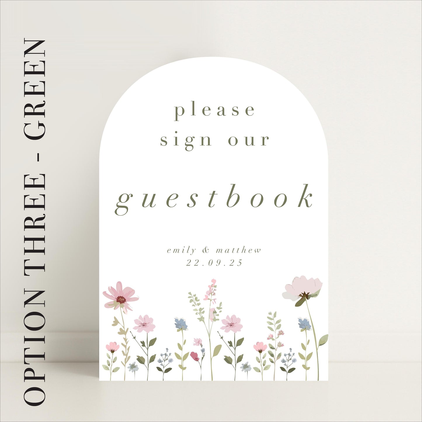 Ditsy Floral Wedding Guestbook Sign - Arched or Rectangle – Personalised Sign, Custom Sign, Luxury Sign – Made to order & designed in the UK