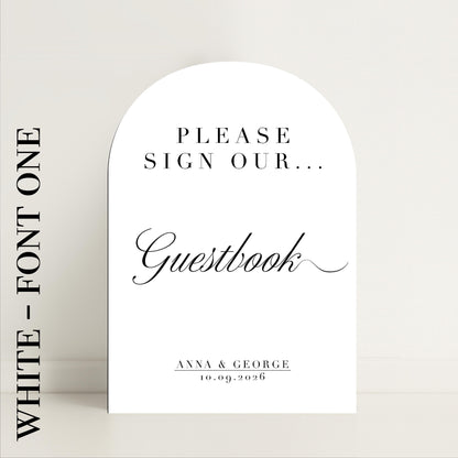 Minimalist Guestbook Arched Wedding Sign: Print at home digital download – Wedding Sign, Custom Sign, Luxury Sign, Wedding details – Designed in the UK