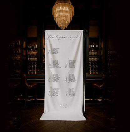 Minimalist Fabric Seating Chart Sign – Canvas sign, Fabric Sign, Monochrome,  Wedding Seating Plan – Made to order & designed in the UK