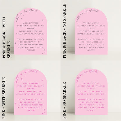Minimalist Arched Wedding Memorial Sign 'With us in Spirit': Print at Home Digital Download - Wedding Sign, Wedding Details, In Memory Of - Designed in the UK