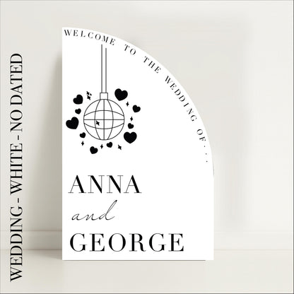 Disco Ball Wedding Welcome Sign - Evening Reception, Wedding Sign, Luxury Signs, Personalised Signs - Made to order & designed in the UK