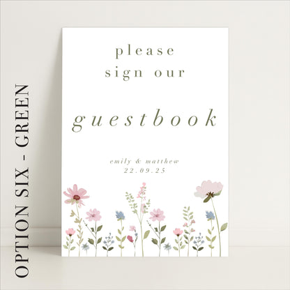 Ditsy Floral Wedding Guestbook Sign - Arched or Rectangle – Personalised Sign, Custom Sign, Luxury Sign – Made to order & designed in the UK