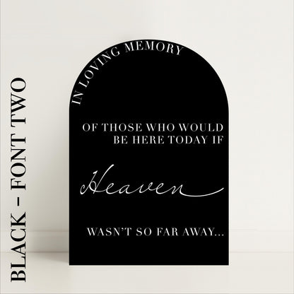 Minimalist Arched Wedding In Memory Of memorial - Luxury Sign, Wedding Sign, Wedding Details, Minimalist - Made to Order in the UK
