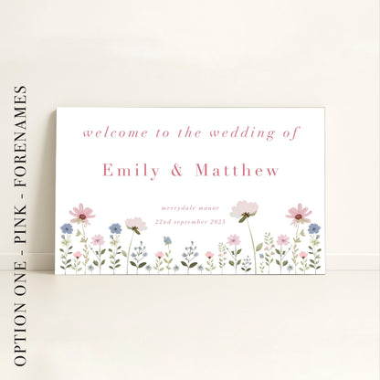 Ditsy Floral Wedding Day Welcome Sign Landscape - Wedding Sign, Luxury, Pastel Wedding, Wedding Trends - Made to order & designed in the UK