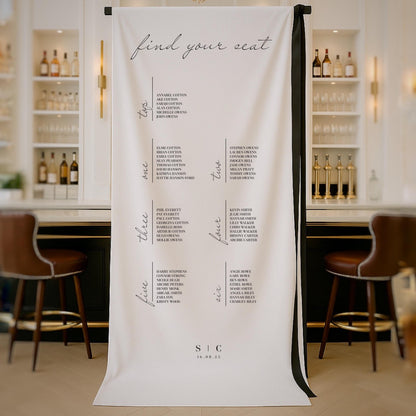 Minimalist Fabric Seating Chart Sign – Canvas sign, Fabric Sign, Monochrome,  Wedding Seating Plan – Made to order & designed in the UK