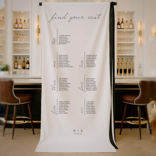 Minimalist Fabric Seating Chart Sign – Canvas sign, Fabric Sign, Monochrome,  Wedding Seating Plan – Made to order & designed in the UK