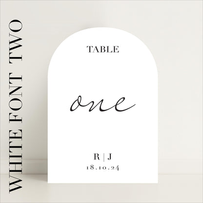 Minimalist Arched Table Numbers Wedding Sign – Luxury Signs, Wedding Signs, Custom Sign, Personalised – Made to order & designed in the UK