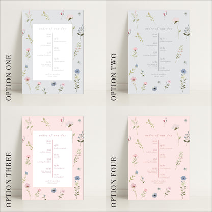 Ditsy Floral Wedding Timeline Sign – Vintage style - Personalised Sign, Made to Order in the UK