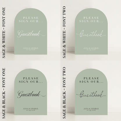 Minimalist Guestbook Arched Wedding Sign: Print at home digital download – Wedding Sign, Custom Sign, Luxury Sign, Wedding details – Designed in the UK
