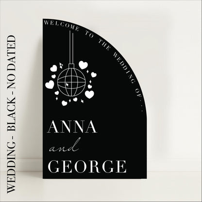 Disco Ball Wedding Welcome Sign - Evening Reception, Wedding Sign, Luxury Signs, Personalised Signs - Made to order & designed in the UK