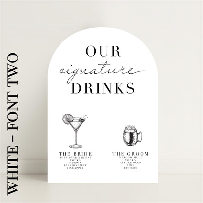 Personalised Minimalist Arched Wedding Bar Sign – Signature Drinks, Bar Menu, Wedding Menu, His & Hers, Luxury Sign –Made to Order in the UK
